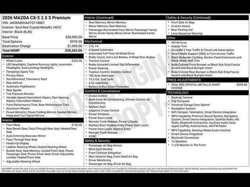 Soul Red Crystal Metallic 2026 Mazda CX-5 Preferred