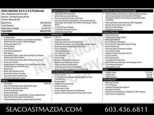Jet Black Mica 2026 Mazda CX-5 Preferred