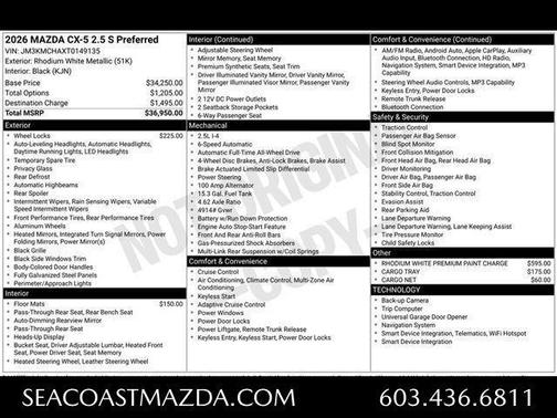 Rhodium White Metallic 2026 Mazda CX-5 Preferred
