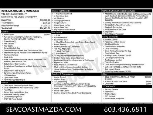 Soul Red Crystal Metallic 2026 Mazda MX-5 Miata