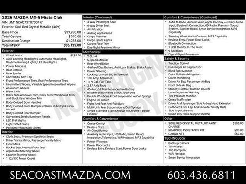 Soul Red Crystal Metallic 2026 Mazda MX-5 Miata