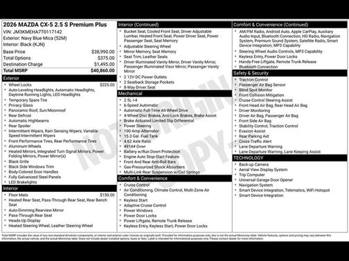 Navy Blue Mica 2026 Mazda CX-5 Premium Plus