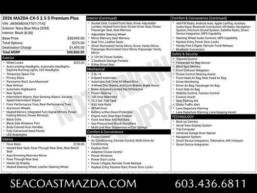 Navy Blue Mica 2026 Mazda CX-5 Premium Plus