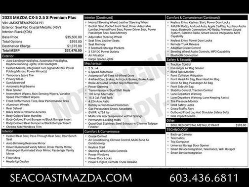 Soul Red Crystal Metallic 2023 Mazda CX-5 2.5 S Premium Plus Package