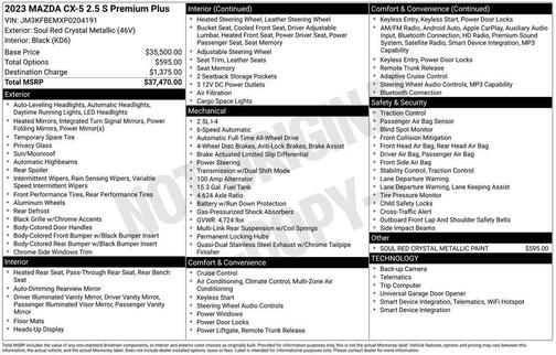 Soul Red Crystal Metallic 2023 Mazda CX-5 2.5 S Premium Plus Package