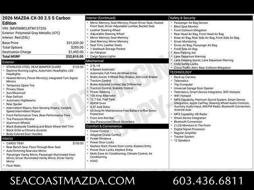Polymetal Gray Metallic 2026 Mazda CX-30 2.5 S Carbon Edition