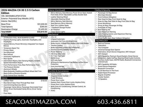 Polymetal Gray Metallic 2026 Mazda CX-30 2.5 S Carbon Edition