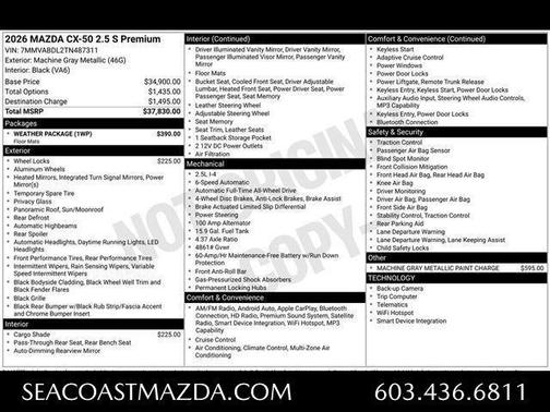Machine Gray Metallic 2026 Mazda CX-50 2.5 S PREMIUM