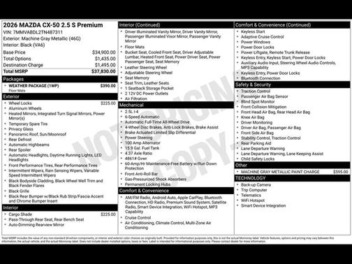 Machine Gray Metallic 2026 Mazda CX-50 2.5 S PREMIUM