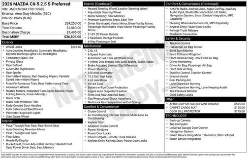 Aero Gray Metallic 2026 Mazda CX-5 Preferred