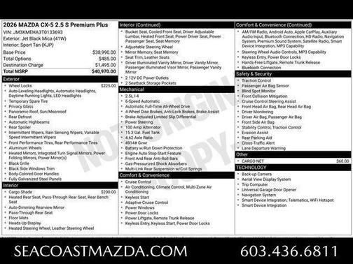 Jet Black Mica 2026 Mazda CX-5 Premium Plus