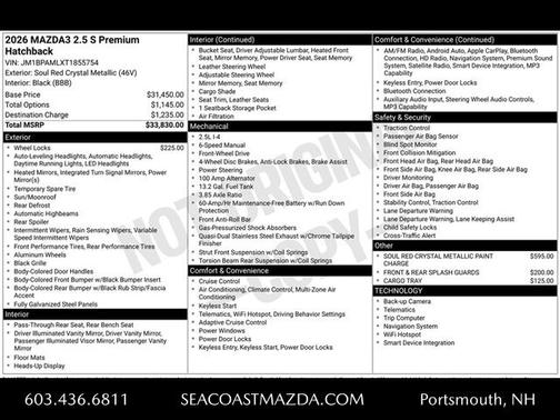 2026 Mazda Mazda3 FWD w/Premium Package