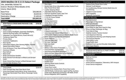 Rhodium White Metallic 2025 Mazda CX-5 Select