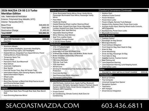 Polymetal Gray Metallic 2026 Mazda CX-50 2.5 Turbo Meridian Edition