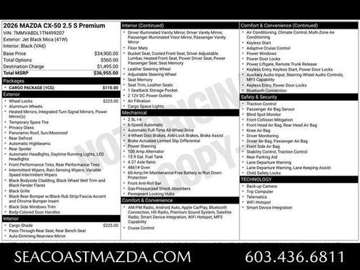 Jet Black Mica 2026 Mazda CX-50 2.5 S PREMIUM