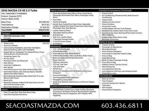 Cypress 2026 Mazda CX-50 2.5 Turbo