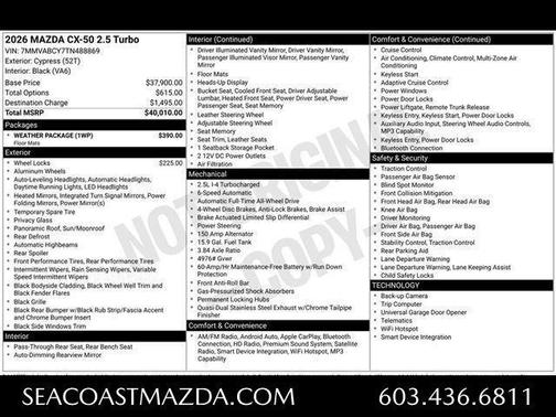 Cypress 2026 Mazda CX-50 2.5 Turbo