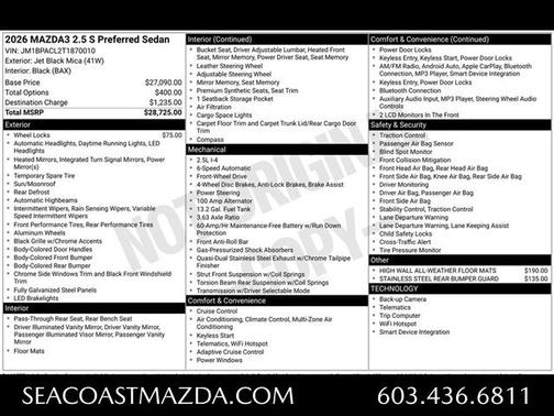 2026 Mazda Mazda3 FWD w/Preferred Package