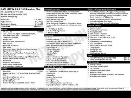Aero Gray Metallic 2026 Mazda CX-5 Premium Plus