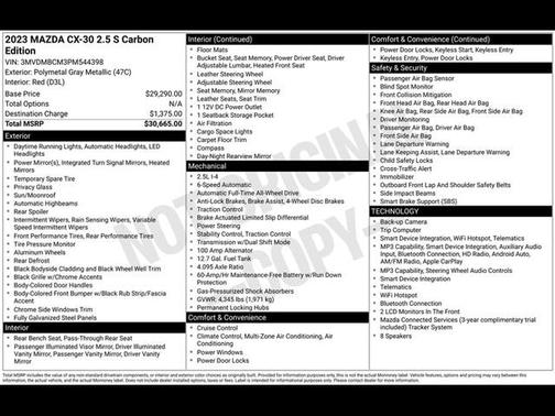 Polymetal Gray Metallic 2023 Mazda CX-30 2.5 S Carbon Edition