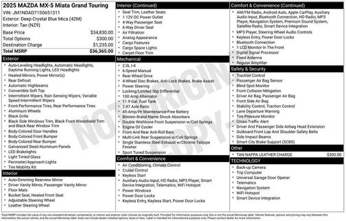 2025 Mazda MX-5 Miata Grand Touring