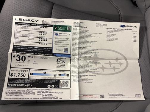 Magnetite Gray Metallic 2025 Subaru Legacy