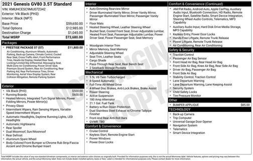 2021 Genesis GV80 3.5T