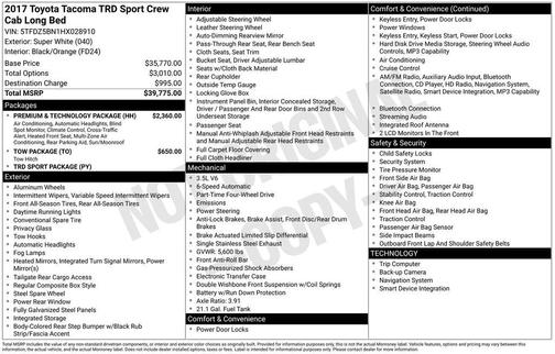 Super White 2017 Toyota Tacoma TRD Sport