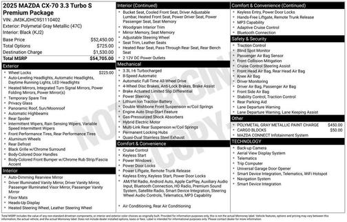 Polymetal Gray Metallic 2025 Mazda CX-70 3.3 Turbo S Premium