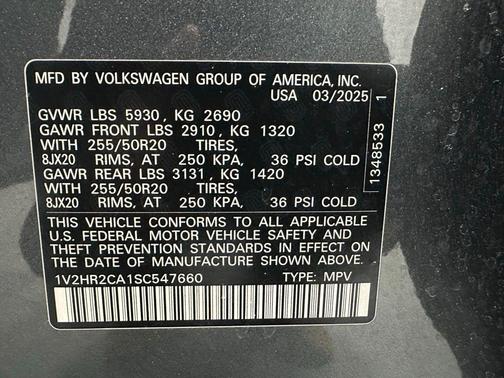 2025 Volkswagen Atlas 2.0T SE w/Technology 4MOTION