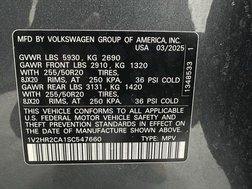 2025 Volkswagen Atlas 2.0T SE w/Technology 4MOTION