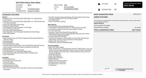 2016 Rolls-Royce Dawn 