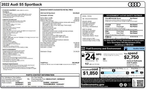 Mythos Black Metallic 2022 Audi S5 Premium Plus TFSI quattro Tiptronic