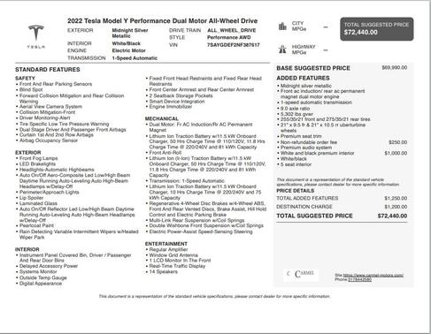 2022 Tesla Model Y Performance Dual Motor All-Wheel Drive