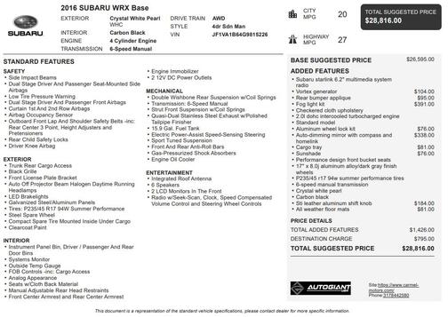 2016 Subaru WRX Base