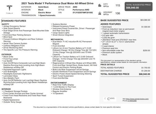 2021 Tesla Model Y Performance Dual Motor All-Wheel Drive