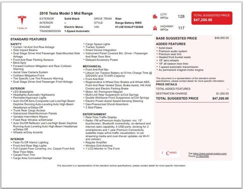 2018 Tesla Model 3 Mid Range