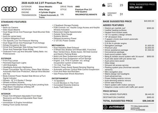 2020 Audi A5 2.0T Premium Plus