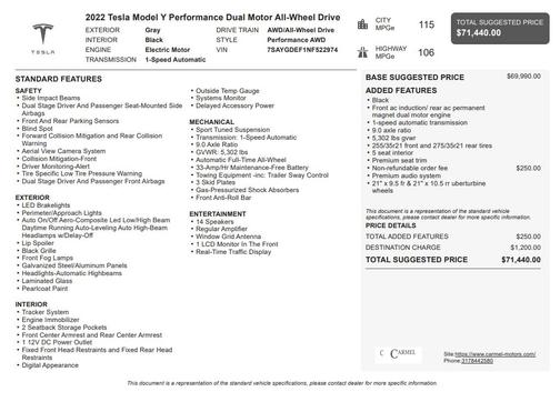 2022 Tesla Model Y Performance Dual Motor All-Wheel Drive