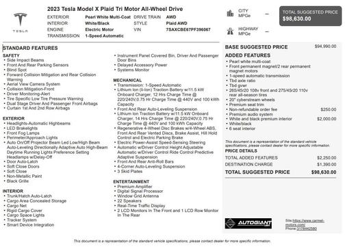 2023 Tesla Model X Plaid Tri Motor All-Wheel Drive