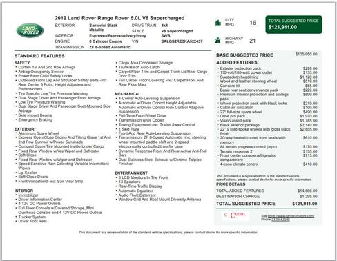 2019 Land Rover Range Rover 5.0L V8 Supercharged