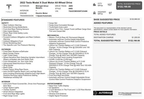 2022 Tesla Model X Dual Motor All-Wheel Drive