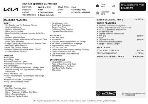 Wolf Gray 2025 Kia Sportage SX-Prestige
