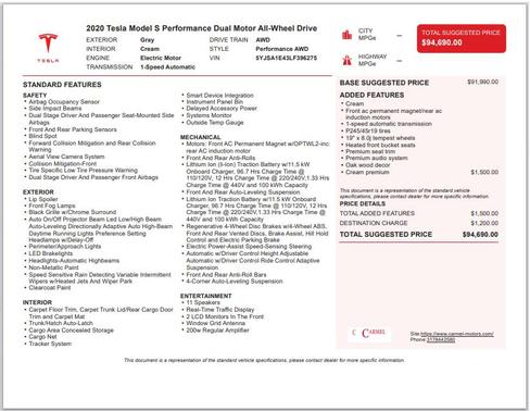 2020 Tesla Model S Performance
