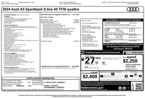 2024 Audi A5 Sportback 45 S Line Premium Plus