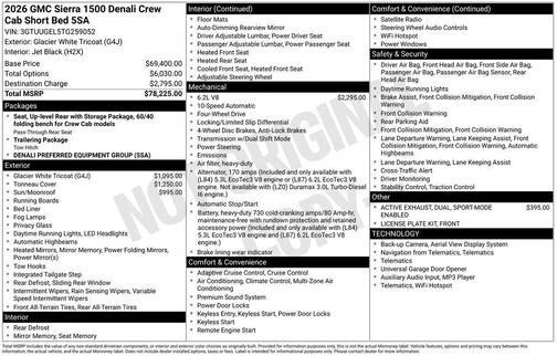 Glacier White 2026 GMC Sierra 1500 Denali