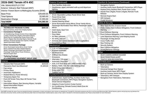 Volcanic Red 2026 GMC Terrain AT4