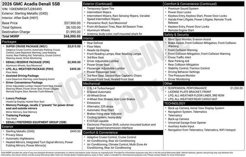Sterling 2026 GMC Acadia Denali