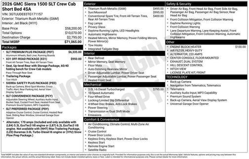 Titanium Rush Metallic 2026 GMC Sierra 1500 SLT
