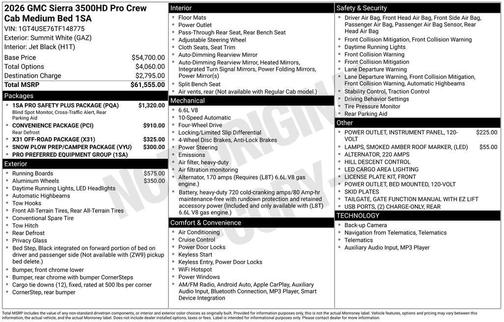 Summit White 2026 GMC Sierra 3500 Pro